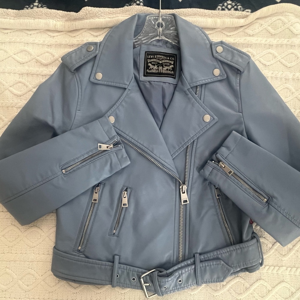 Levi's Light Blue Faux Leather Jacket Like New! Women’s Size XS - Picture 16 of 16